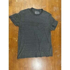 Hurley Black and Gray Thin-Stripe Pocket Tee